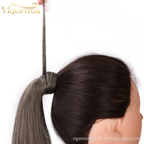 High Quality Best Clip In Ponytail Hot Sale Long Gray Straight For Women Tape In Natural Hair Extension Supplier